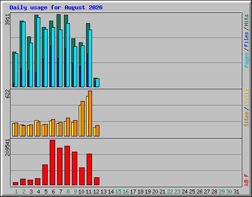 Daily usage for August 2026